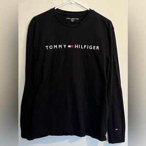 Tommy Hilfiger black long sleeve logo 100% cotton Large shirt